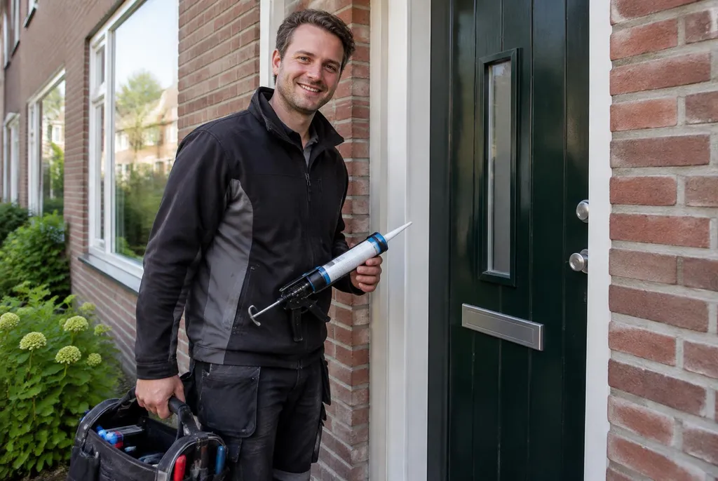 Vakman van Kitbedrijf Nijmegen bij de voordeur van een woning